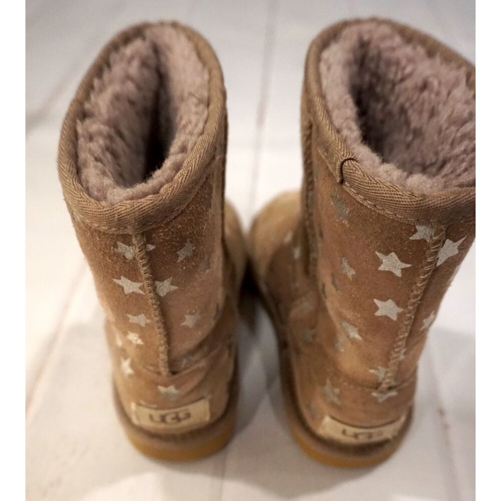 Ugg Brown Suede Star Print Girls Boots – Size 2 - Picture 7 of 13
